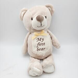 Kellybaby My First Bear Lovey Beige Plush 12" Rattle Stuffed Toy Kellytoy 2016